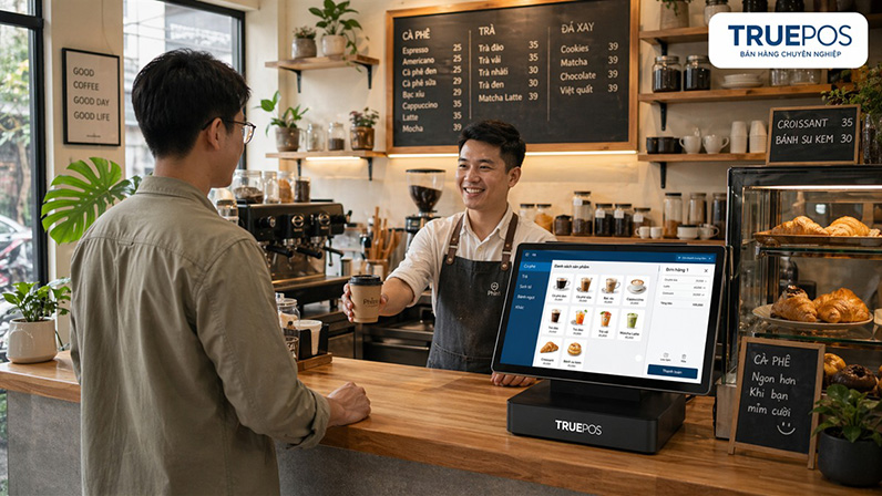 Máy POS mang lại cảm giác chuyên nghiệp và hiện đại cho quán Cafe