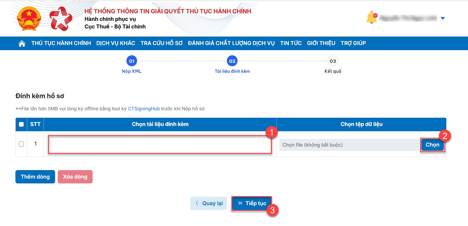 3 thao tác tải tài liệu đính kèm lên hệ thống.