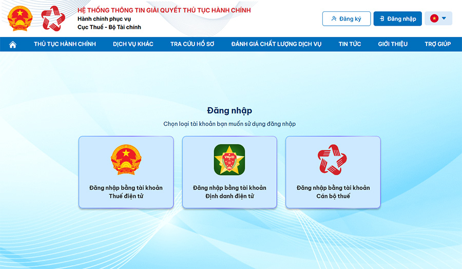 Tra cứu qua web Dịch vụ công Thuế trên máy tính