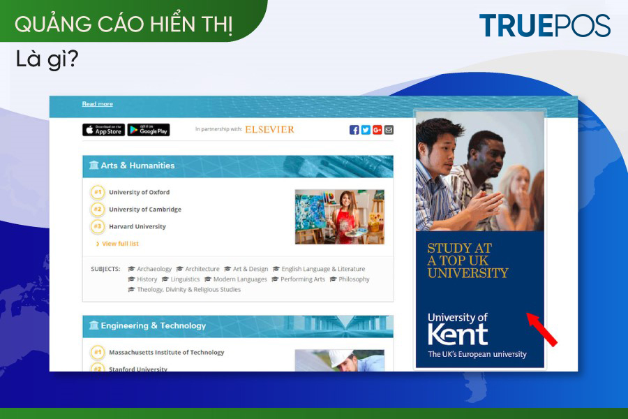 Quảng cáo hiển thị trên website có liên kết tài khoản quảng cáo.