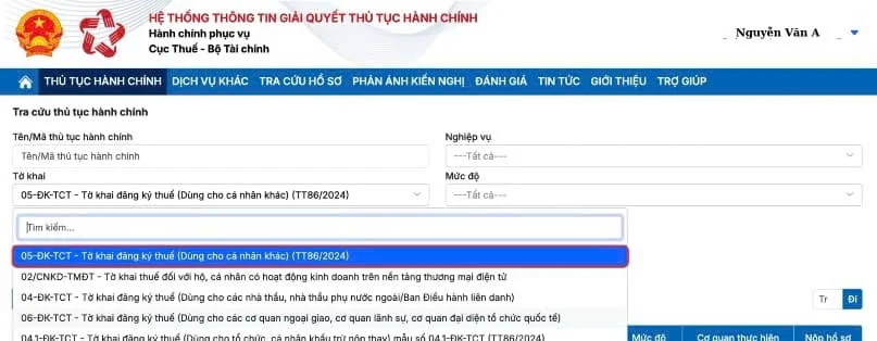 Tờ khai 05-ĐK-TCT - Tờ khai đăng ký thuế (Dùng cho cá nhân khác)