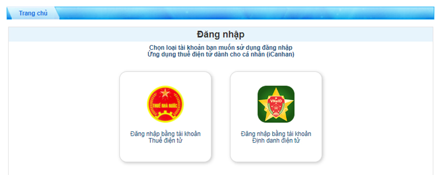 Đăng nhập hệ thống bằng một trong hai hình thức