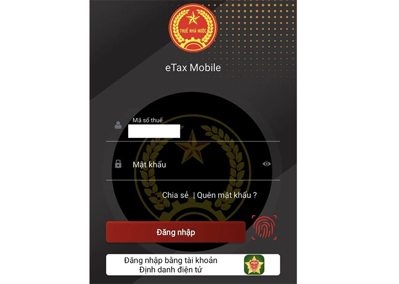 Đăng nhập vào ứng dụng eTAX mobile