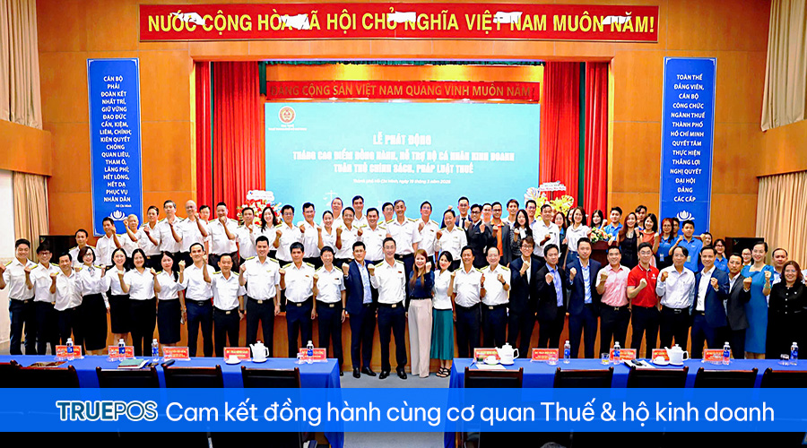 Đại diện nhân sự phần mềm bán hàng TruePos (công ty Thái Sơn) cam kết đồng hành cùng cơ quan Thuế và hộ kinh doanh trong quá trình triển khai.