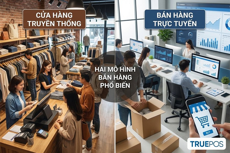 02 hình thức bán hàng phổ biến là bán hàng trực tiếp và online.