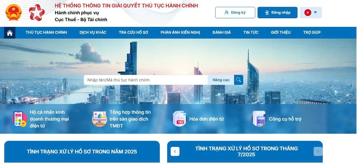 Truy cập Cổng Dịch vụ công của cơ quan thuế