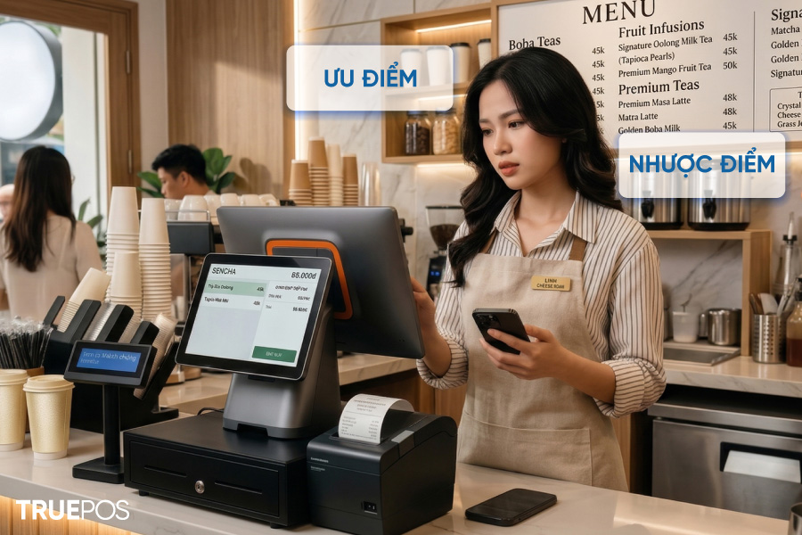 So sánh quản lý bán hàng trên máy tính và trên điện thoại.