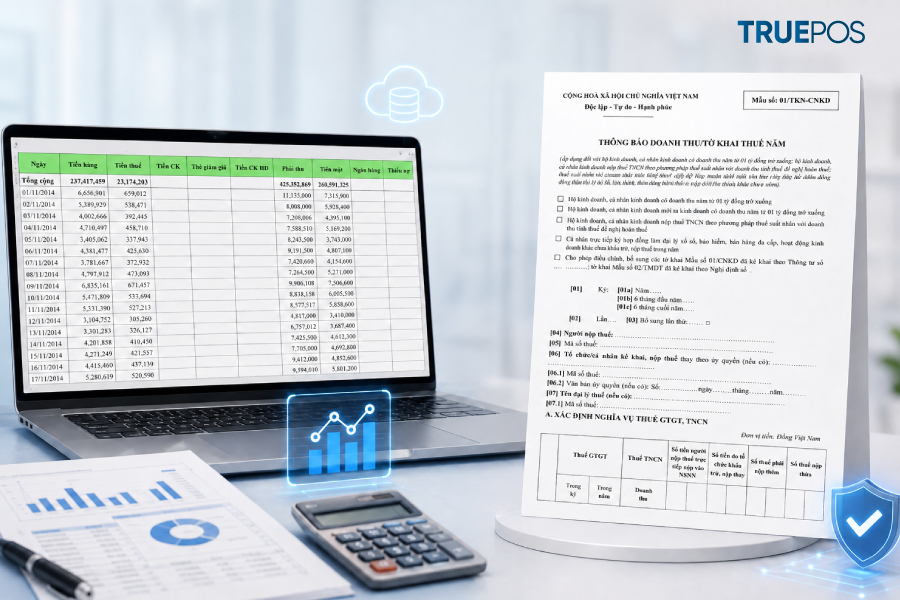 Minh họa bản báo cáo tổng hợp doanh thu bán hàng trên excel.