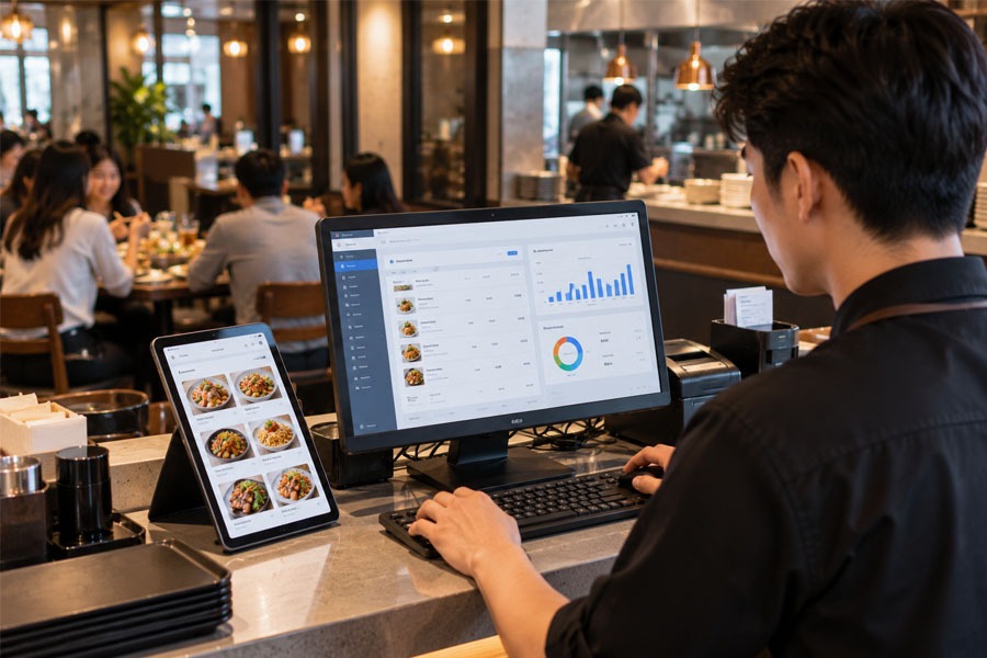 File thực đơn trên menu dễ dàng đồng bộ lên phần mềm bán hàng.