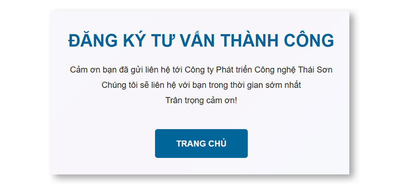 Thông báo đăng ký tài khoản thành công.
