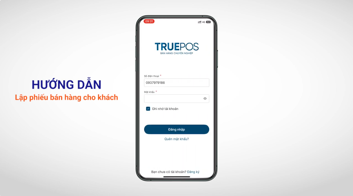 Người dùng tài khoản đã đăng ký để đăng nhập vào ứng dụng trên di động.