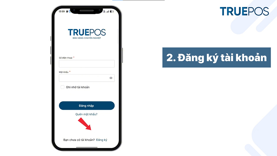 Chọn “Đăng ký” trên màn hình chính nếu chưa có tài khoản.