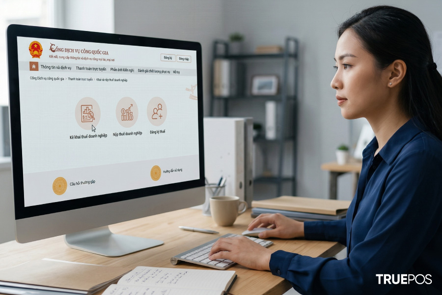 Hộ kinh doanh có thể thông báo tài khoản ngân hàng qua trang Thuế điện tử.