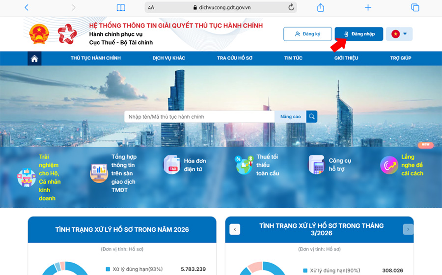 Người dùng nhấn chọn nút
