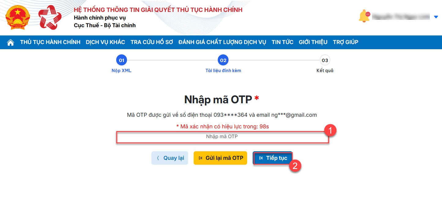 Xác nhận giao dịch điện từ bằng mã OTP
