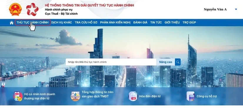 Chọn thủ tục hành chính