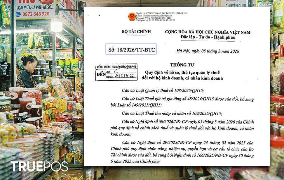 Thông tư 18/2026/TT-BTC quy định về hồ sơ, thủ tục quản lý thuế đối với hộ và cá nhân kinh doanh